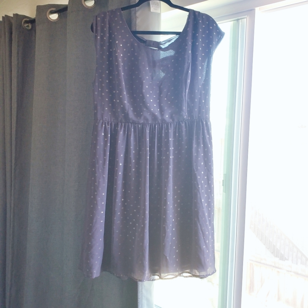 Forever21+ Sparkly Grey Dotted Bow Dress
